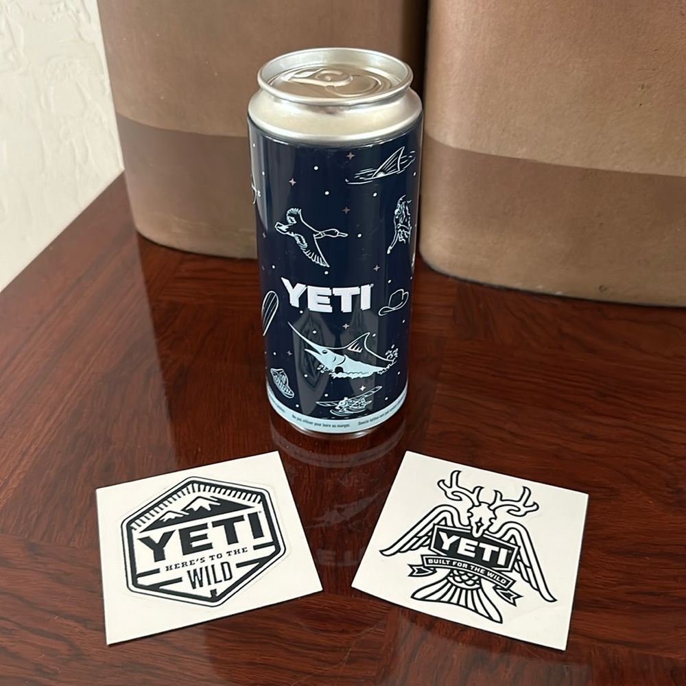Yeti *NEW* 16 Ounce Stash Tall Can with 2 Yeti Stickers